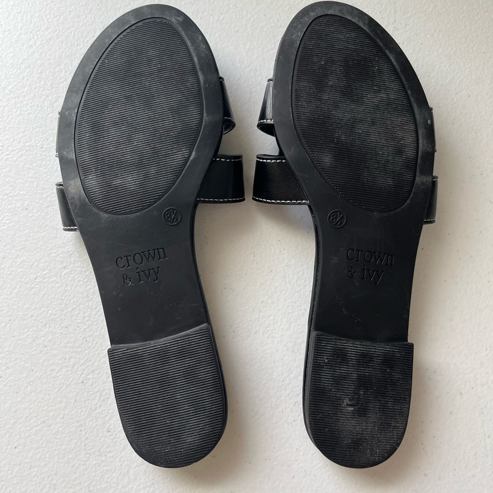 Crown & Ivy Women’s Black Slip-On Comfort Sandals | Size 8.5 | Spring | Low Heel - Picture 14 of 14